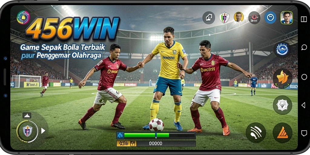 Tampilan gameplay nyata dari 456WIN dengan aksi sepak bola seru.