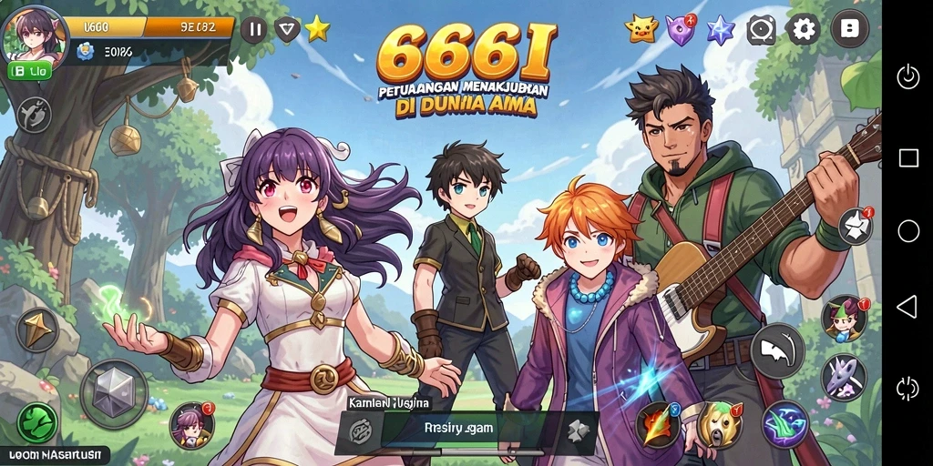 Tangkapan layar utama menampilkan aksi seru dalam game Anime 666I.