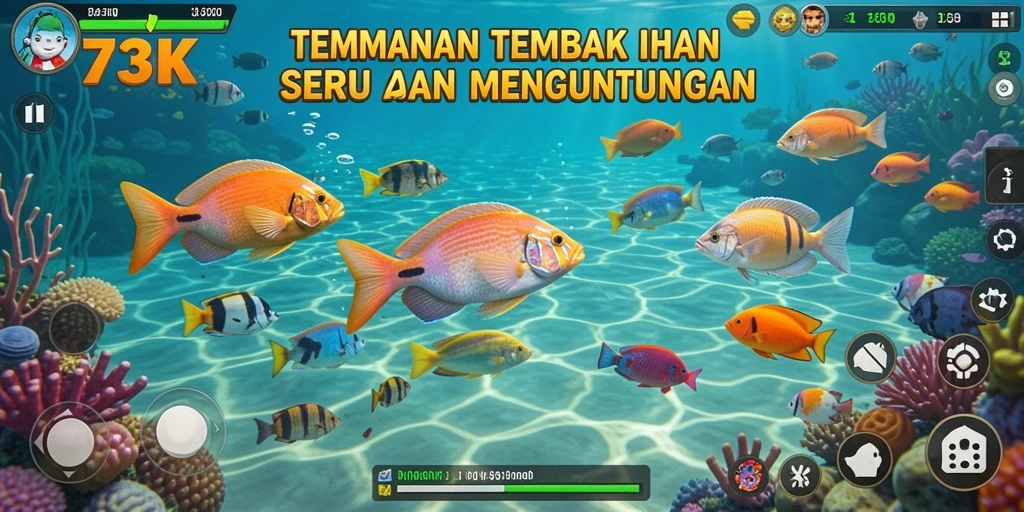 Tampilan screenshot gameplay seru Tembak Ikan di 73K.