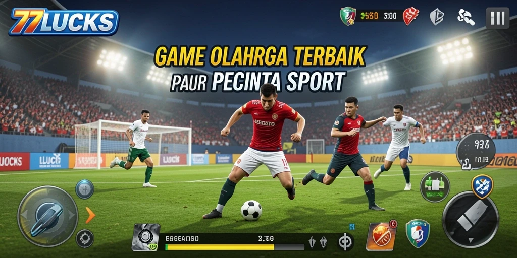 Tampilan screenshot utama 77LUCKS yang menampilkan gameplay seru di berbagai cabang olahraga.