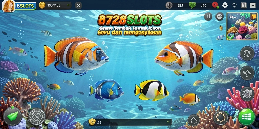 Tampilan gameplay Tembak Ikan yang mendebarkan di 8728SLOTS.