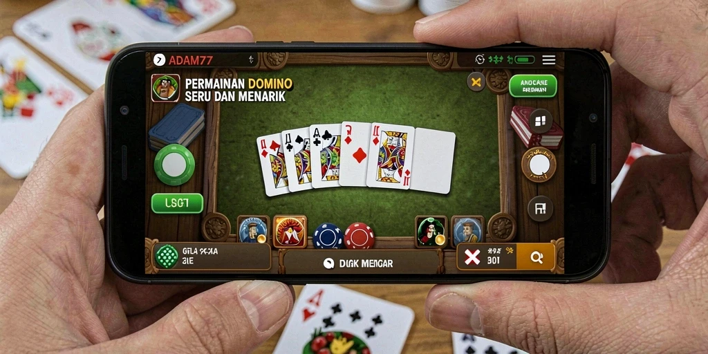 Screenshot ADAM77 menampilkan momen seru permainan Domino.