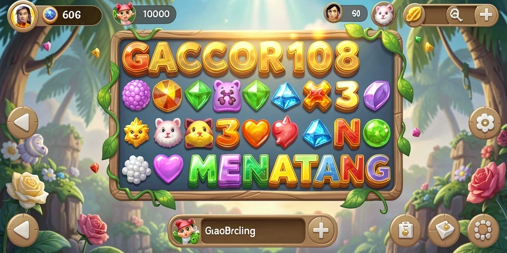 Gameplay seru GACOR108 dengan objek warna-warni.