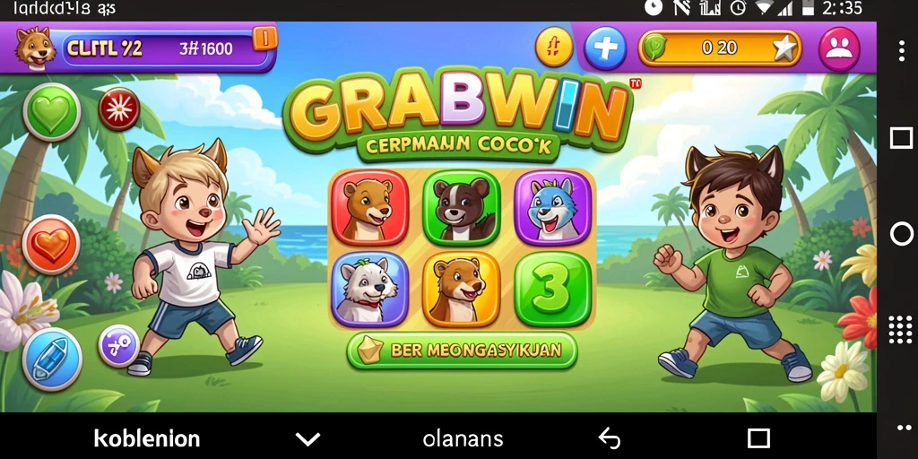 Tangkapan layar gameplay seru dari <strong>GRABWIN</strong> yang menunjukkan aksi mencocokkan item.