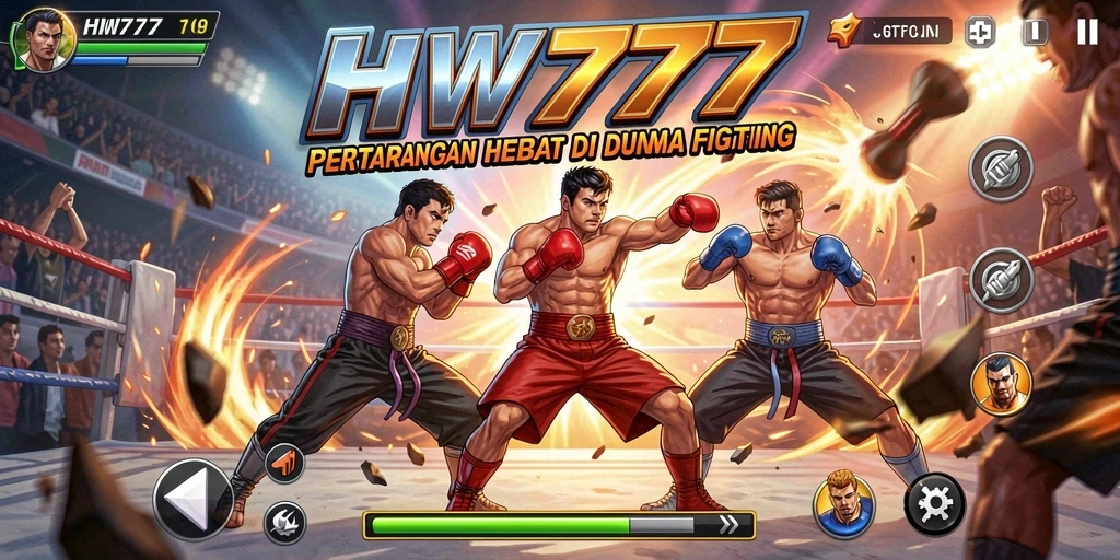 Screenshot HW777 menunjukkan karakter bertarung dalam pertarungan yang mendebarkan.