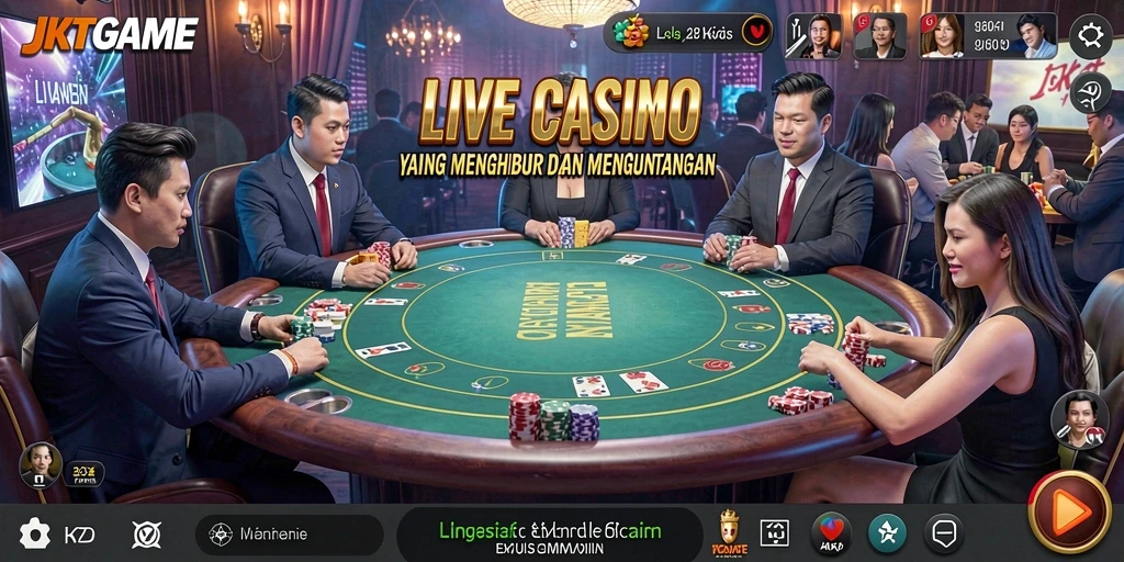 Tampilan gameplay <strong>JKTGAME</strong> yang mendebarkan dengan dealer profesional.