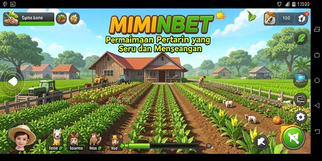 Screenshot gameplay MIMINBET menunjukkan keindahan ladang yang dikelola dengan baik.