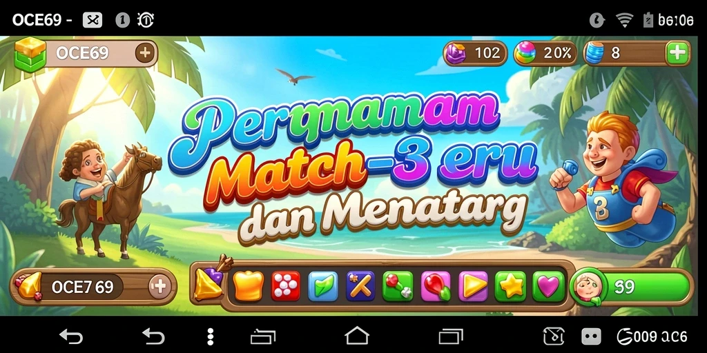 Tangkapan layar OCE69 menunjukkan gameplay Match-3 yang menarik.