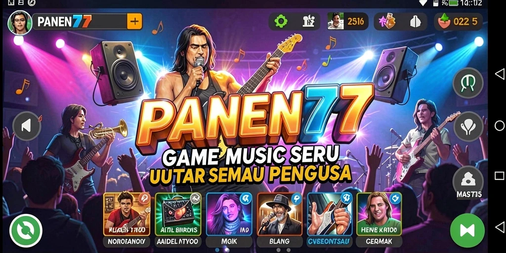 Tampilan gameplay seru dengan berbagai pilihan lagu di PANEN77.
