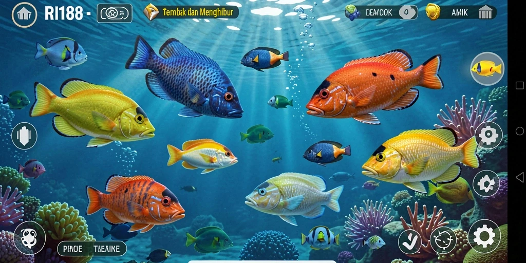 Tampilan gameplay RI188 yang menarik dengan aksi menembak ikan.