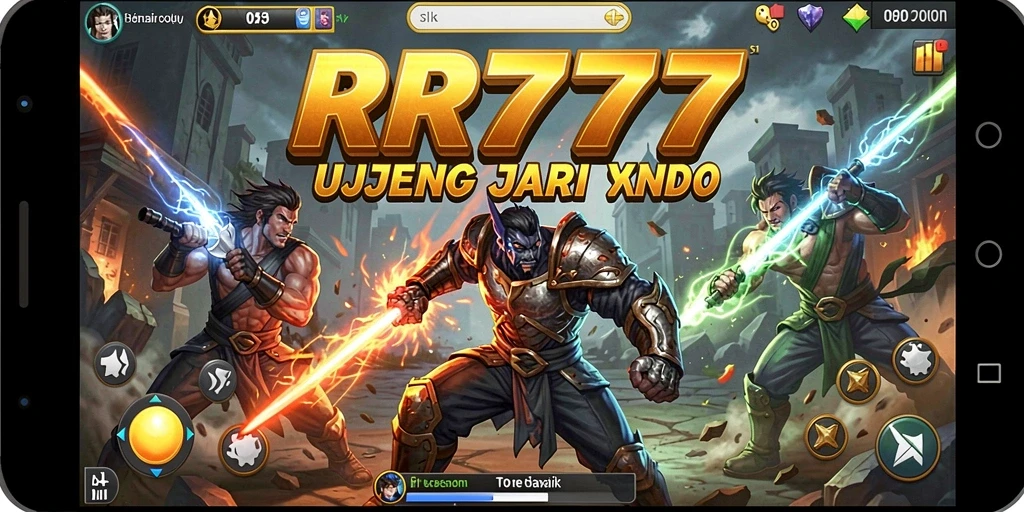 Tangkapan layar utama RR777 menampilkan aksi pertarungan yang intens.