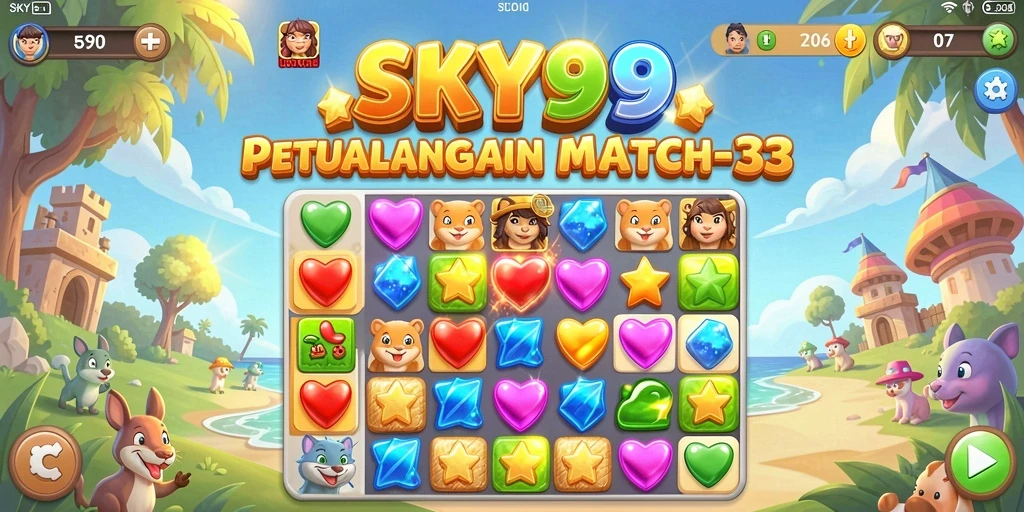 Gameplay seru dengan tantangan mencocokkan elemen di SKY99.