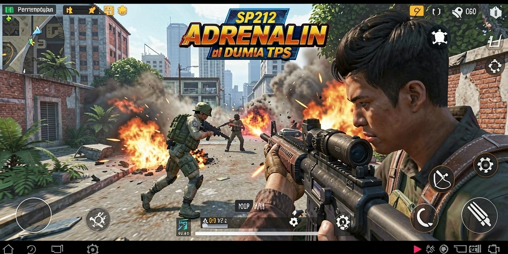 Screenshot gameplay SP212 yang menunjukkan aksi pertempuran sengit.