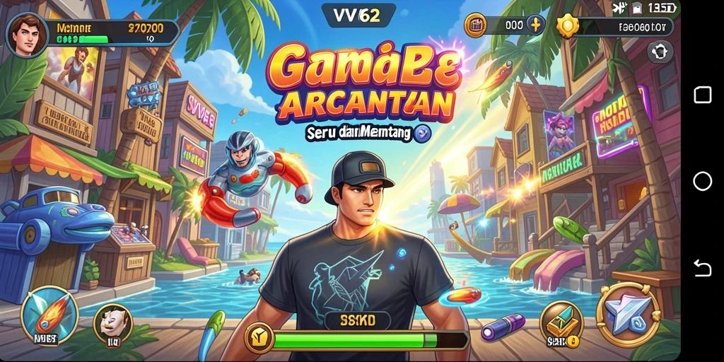 Screenshot gameplay VV62 menampilkan aksi seru dan tantangan Arcade.