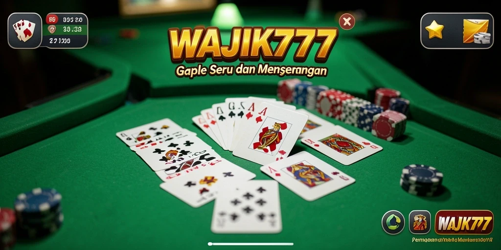 Screenshot gameplay WAJIK777 dengan suasana permainan Gaple yang seru.